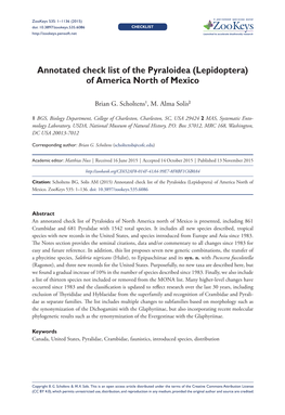 Annotated Check List of the Pyraloidea (Lepidoptera) of America North of Mexico