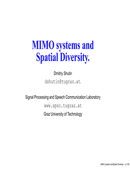 MIMO Systems and Spatial Diversity