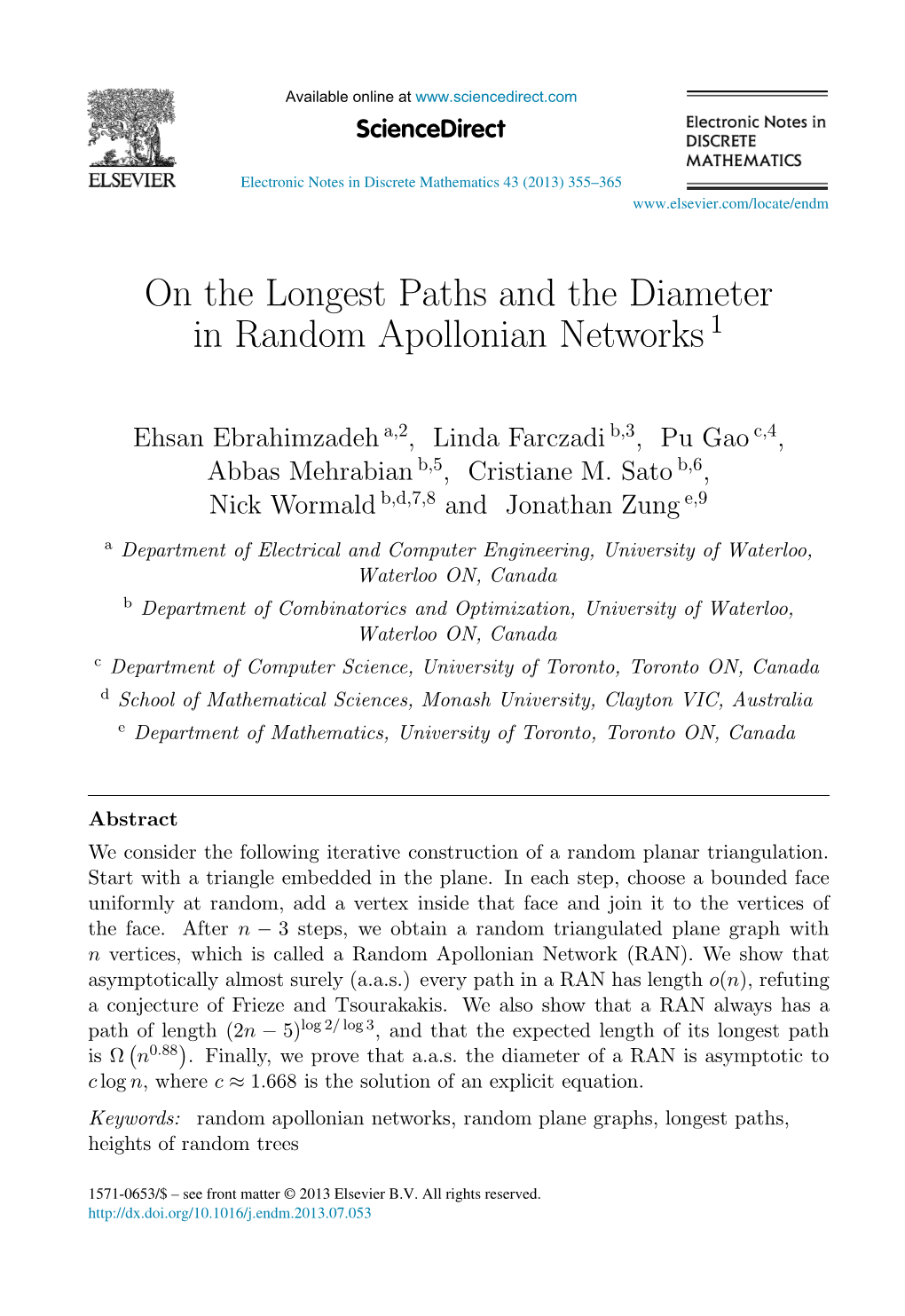 Short Version Published in Electronic Notes in Discrete Mathematics