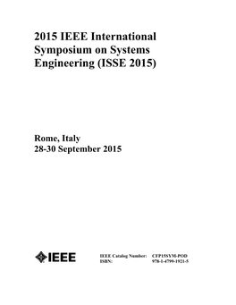 2015 IEEE International Symposium on Systems Engineering (ISSE 2015)