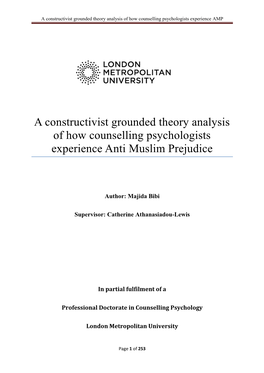 A Constructivist Grounded Theory Analysis of How Counselling Psychologists Experience AMP