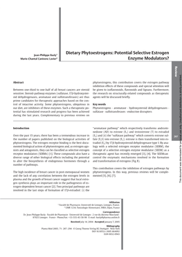 Dietary Phytoestrogens: Potential Selective Estrogen Jean-Philippe Basly1 Marie-Chantal Canivenc Lavier2 Enzyme Modulators? Review