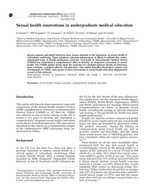 Sexual Health Innovations in Undergraduate Medical Education