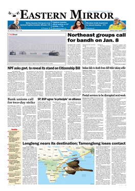Northeast Groups Call for Bandh on Jan. 8 Guwahati, Jan