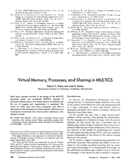 Virtual Memory, Processes, and Sharing in MULTICS