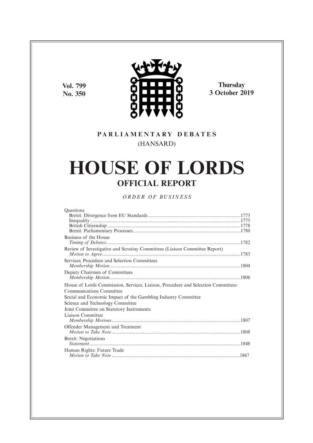 House of Lords Official Report