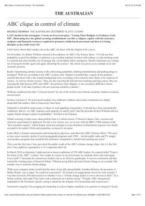 ABC Clique in Control of Climate | the Australian 18/12/12 8:38 AM