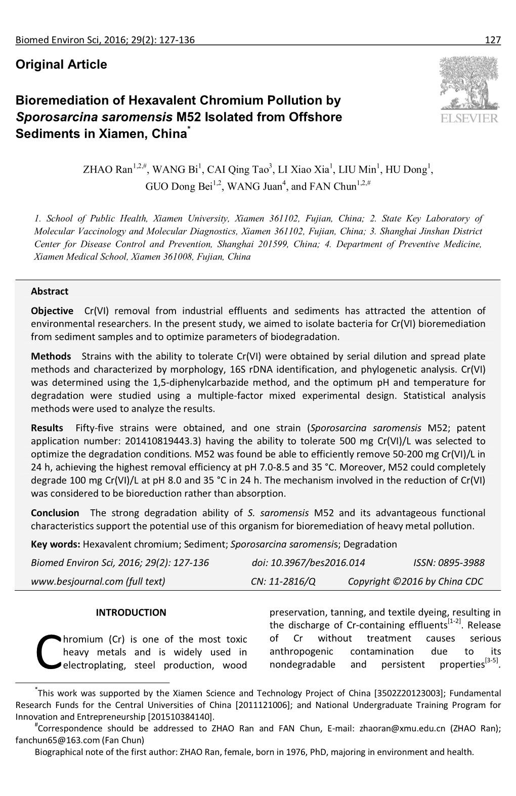 Original Article Bioremediation of Hexavalent Chromium Pollution By