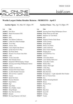 Worlds Largest Online Retailer Returns - MODESTO - April 5