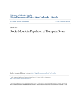 Rocky Mountain Population of Trumpeter Swans