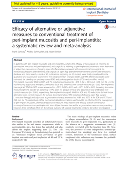 Efficacy of Alternative Or Adjunctive Measures to Conventional Treatment of Peri-Implant Mucositis and Peri-Implantitis