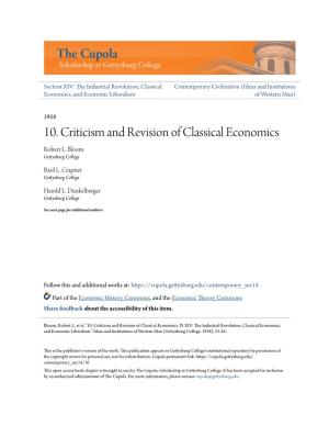 10. Criticism and Revision of Classical Economics Robert L