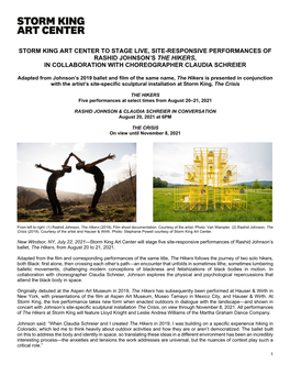 Storm King Art Center to Stage Live, Site-Responsive Performances of Rashid Johnson’S the Hikers, in Collaboration with Choreographer Claudia Schreier