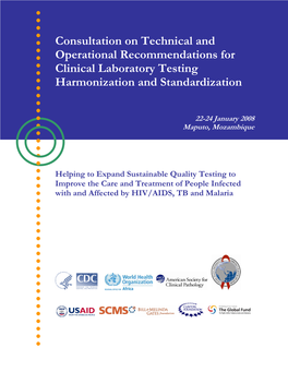 Consultation on Technical and Operational Recommendations for Clinical Laboratory Testing Harmonization and Standardization
