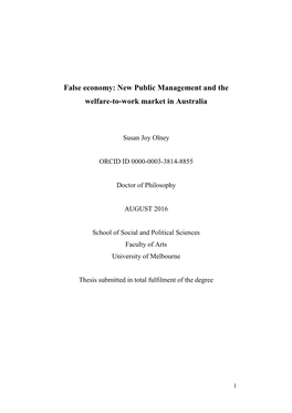 New Public Management and the Welfare-To-Work Market in Australia