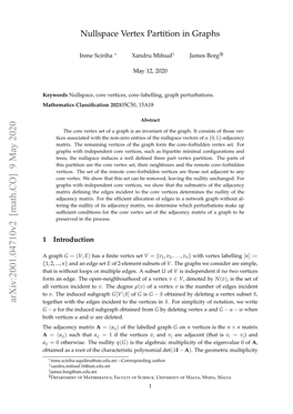 Nullspace Vertex Partition in Graphs