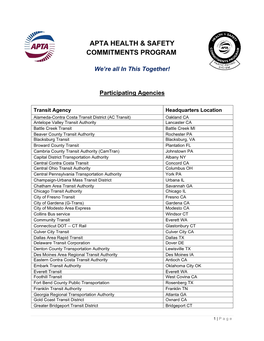 Apta Health & Safety Commitments Program