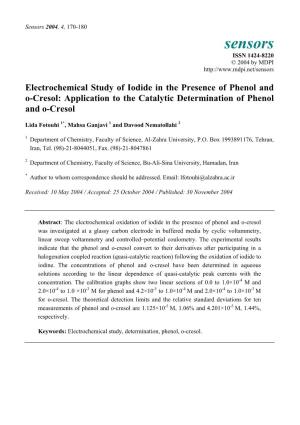 Electrochemical Study of Iodide in the Presence of Phenol and O-Cresol: Application to the Catalytic Determination of Phenol and O-Cresol