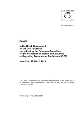 Report to the Greek Government on the Visit to Greece Carried out By