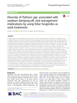 Diversity of Pythium Spp. Associated with Soybean Damping-Off, and Management Implications by Using Foliar Fungicides As Seed Treatments Shrishail S