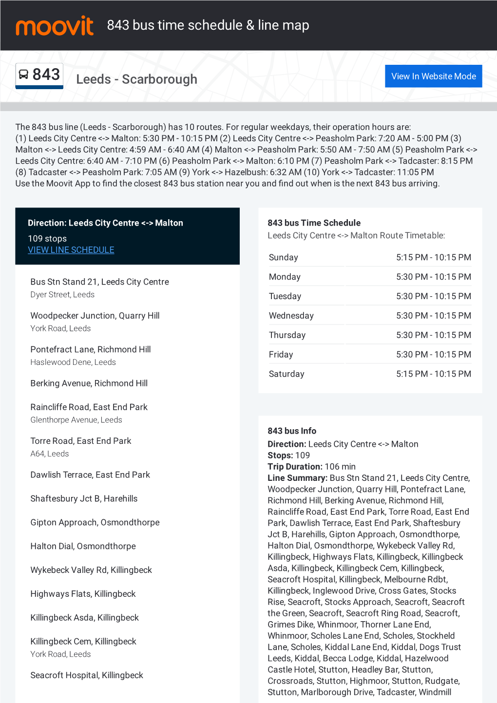 843 Bus Time Schedule & Line Route