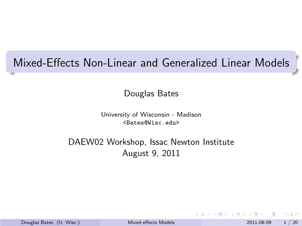 Mixed-Effects Non-Linear and Generalized Linear Models