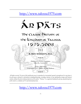 Ár Päts the Classic History of the Kingdom of Talossa 1979-2008