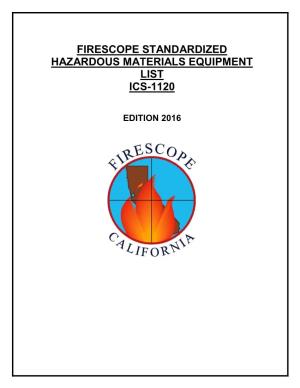 Firescope Standardized Hazardous Materials Equipment List Ics-1120