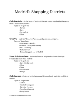 Madrid's Shopping Districts