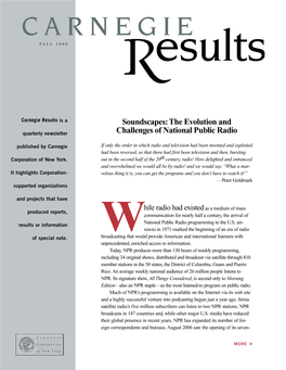 Soundscapes: the Evolution and Challenges of National Public Radio