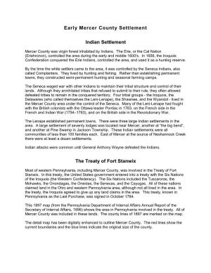 Early Mercer County Settlement Indian Settlement the Treaty of Fort Stanwix