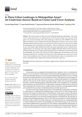 Is There Urban Landscape in Metropolitan Areas? an Unobvious Answer Based on Corine Land Cover Analyses