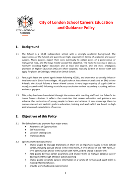 City of London School Careers Education and Guidance Policy