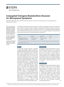 "Conjugated Estrogens/Bazedoxifene (Duavee) for Menopausal Symptoms