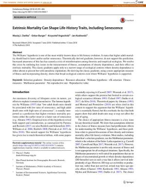 Extrinsic Mortality Can Shape Life-History Traits, Including Senescence
