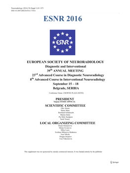 ESNR 2016 EUROPEAN SOCIETY of NEURORADIOLOGY Diagnostic