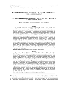 FENOLOGÍA DE Caesalpinia Pulcherrima (L.) Sw