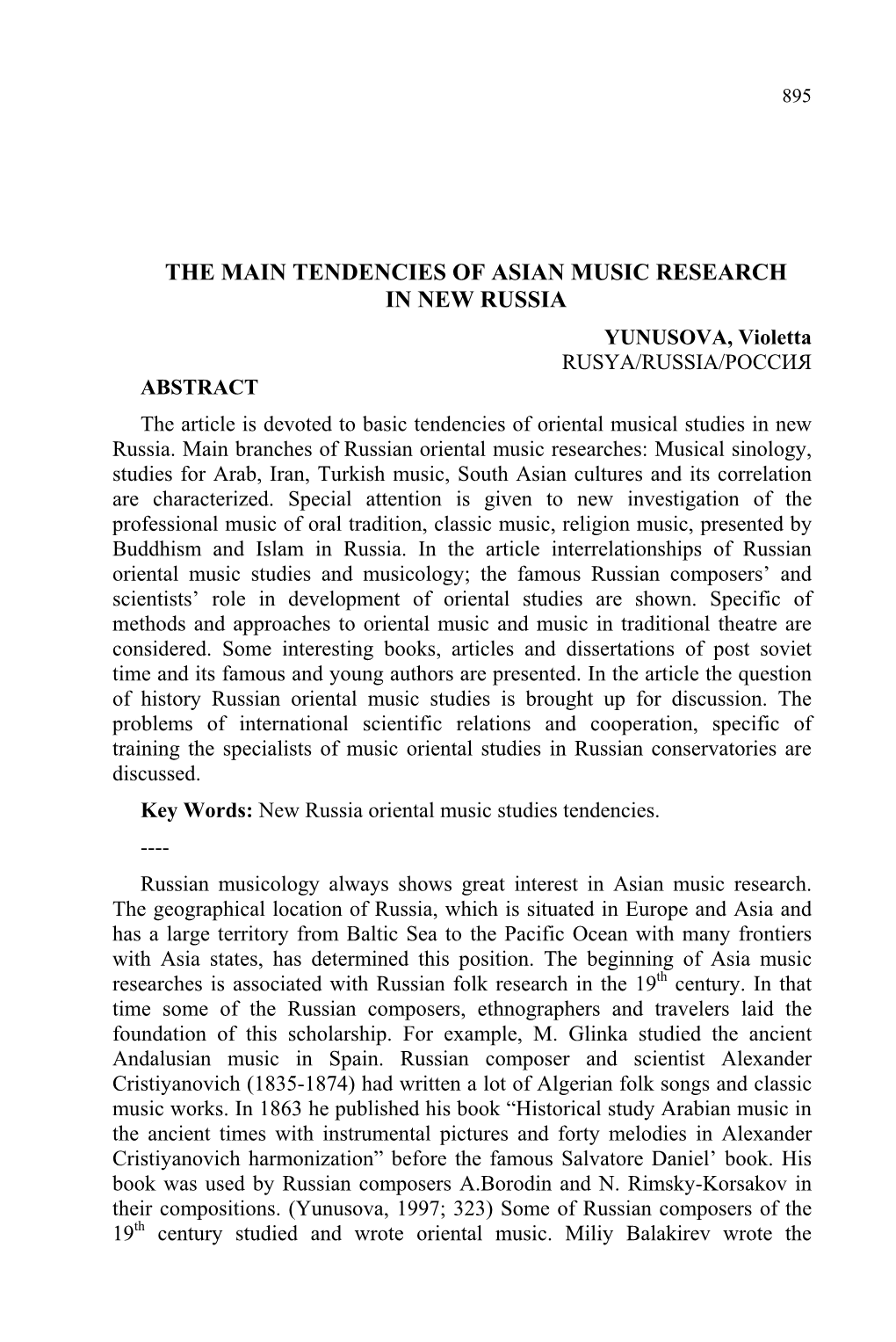 The Main Tendencies of Asian Music Research in New Russia