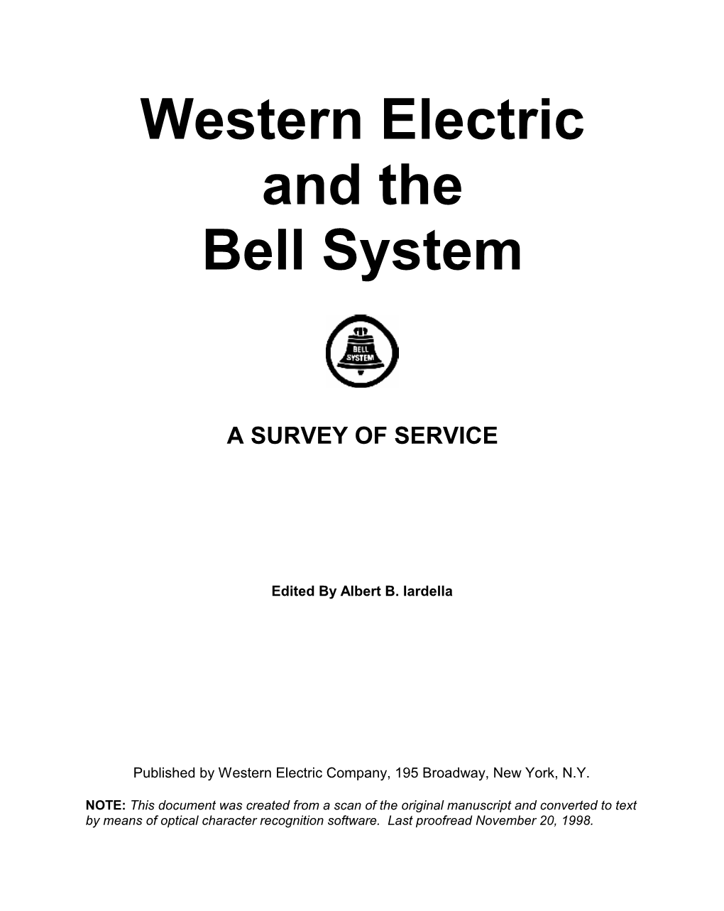 Western Electric and the Bell System