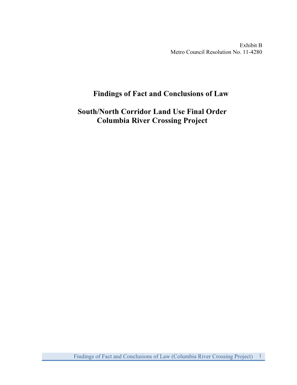 Findings of Fact and Conclusions of Law (Columbia River Crossing Project) 1