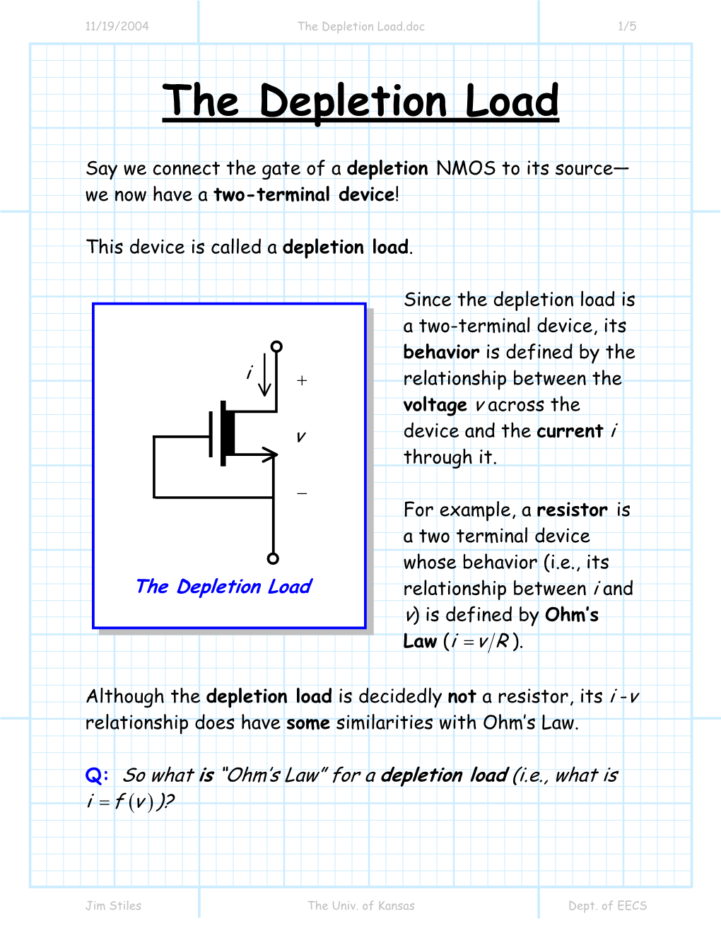 The Depletion Load.Doc 1/5