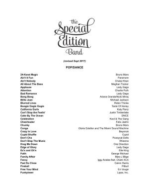 Special Edition Band Songlist