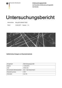 Untersuchungsbericht Bahnübergangsunfall