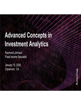 Advanced Concepts in Public Investment Analytics