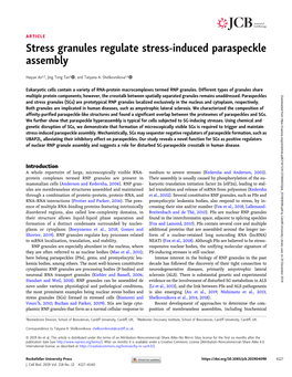 Stress Granules Regulate Stress-Induced Paraspeckle Assembly