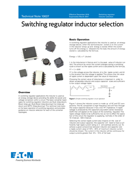 Switching Regulator Inductor Selection