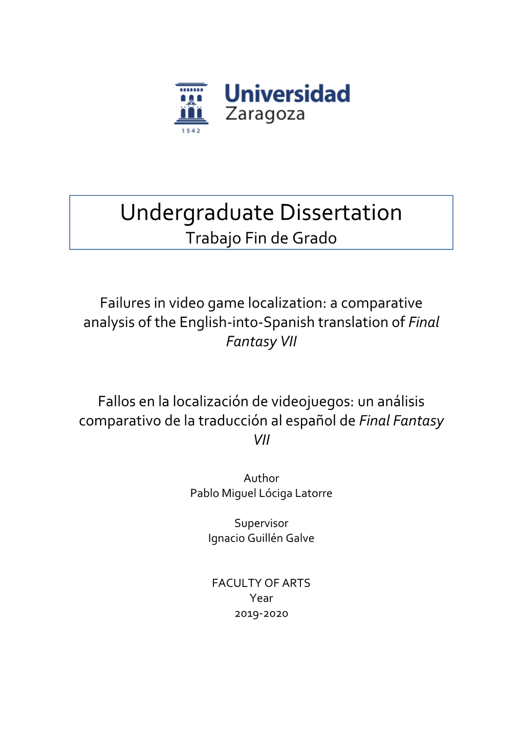 Undergraduate Dissertation Trabajo Fin De Grado