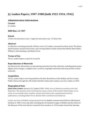 JJ Lankes Papers, 1907-1988