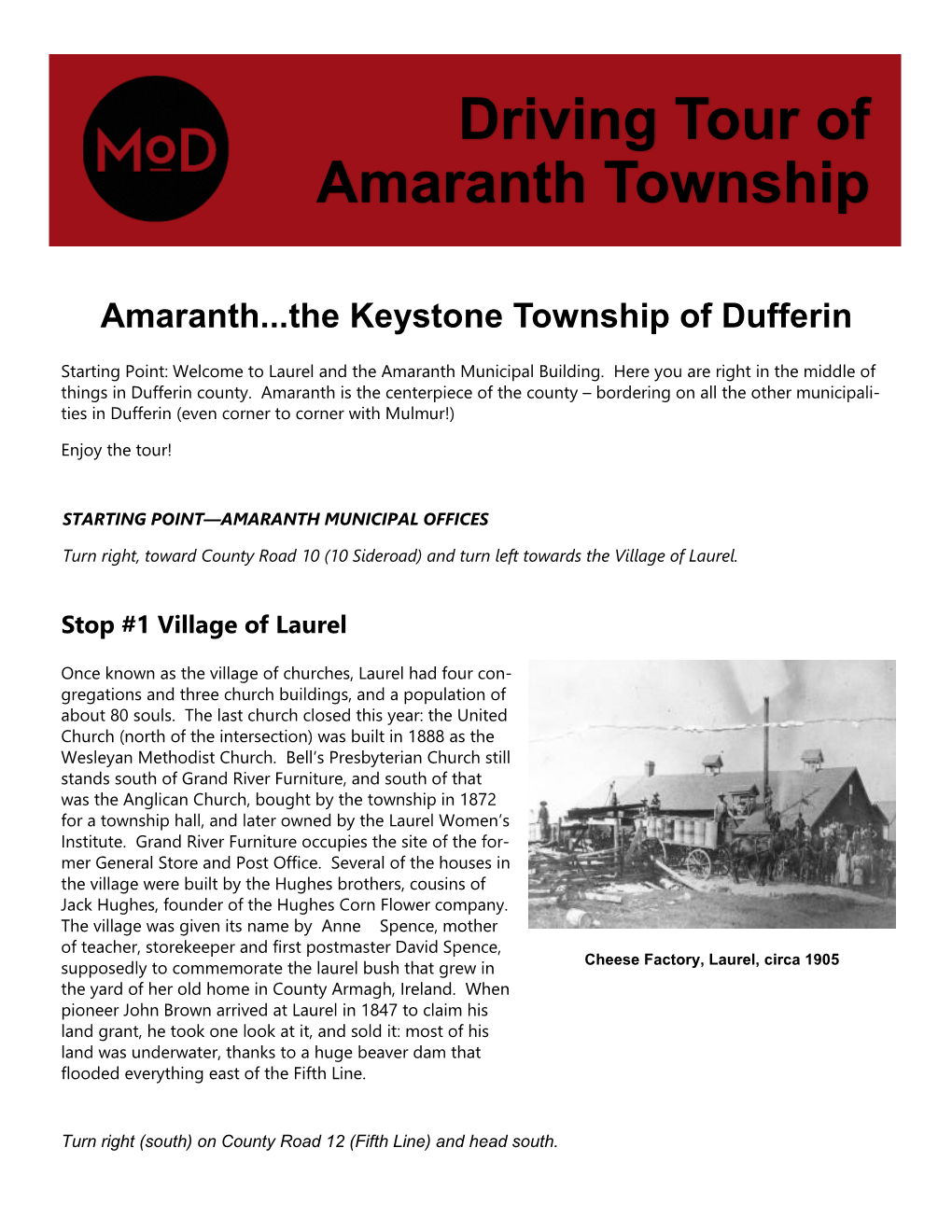 Driving Tour of Amaranth Township