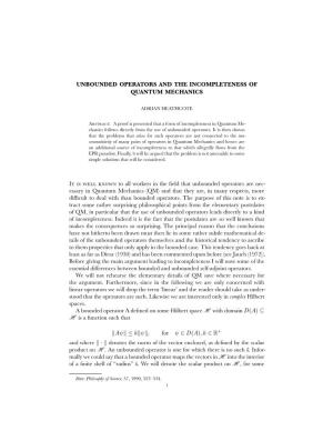 Unbounded Operators and the Incompleteness of Quantum Mechanics